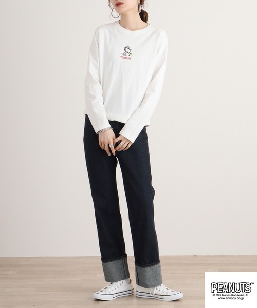 PEANUTS】ワンポイントTシャツ＆総柄プリントロングパンツSET