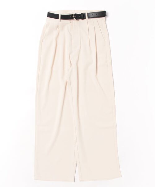 LAULEN(ローレン)の「waist tuck wide pants slacks /ウエストタック ワイドパンツ スラックス(その他パンツ・レディース・ブラック/アイボリー・S/L/M)」の2枚目の写真