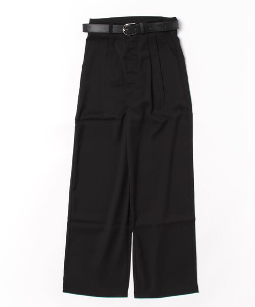 LAULEN(ローレン)の「waist tuck wide pants slacks /ウエストタック ワイドパンツ スラックス(その他パンツ・レディース・ブラック/アイボリー・S/L/M)」の1枚目の写真