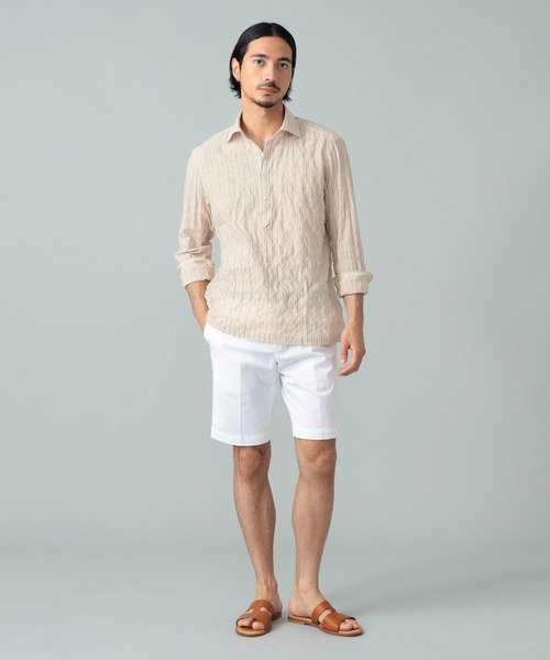 BRILLA per il gusto（ブリッラペルイルグースト）の「コットンポリウレタン ベージュストライプ プルオーバー シャツ（シャツ/ブラウス・メンズ・ブラウン系その他2・XL/L/S/M）」の10枚目の写真