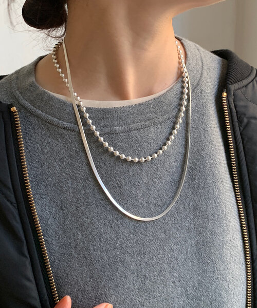 DouDou（ドゥドゥ）の「ボールチェーン×スネークチェーン2連ネックレス（ネックレス・レディース・ゴールド/シルバー・FREE）」の10枚目の写真