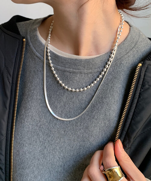 DouDou（ドゥドゥ）の「ボールチェーン×スネークチェーン2連ネックレス（ネックレス・レディース・ゴールド/シルバー・FREE）」の11枚目の写真