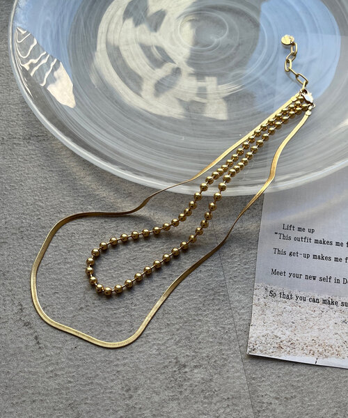 DouDou（ドゥドゥ）の「ボールチェーン×スネークチェーン2連ネックレス（ネックレス・レディース・ゴールド/シルバー・FREE）」の19枚目の写真