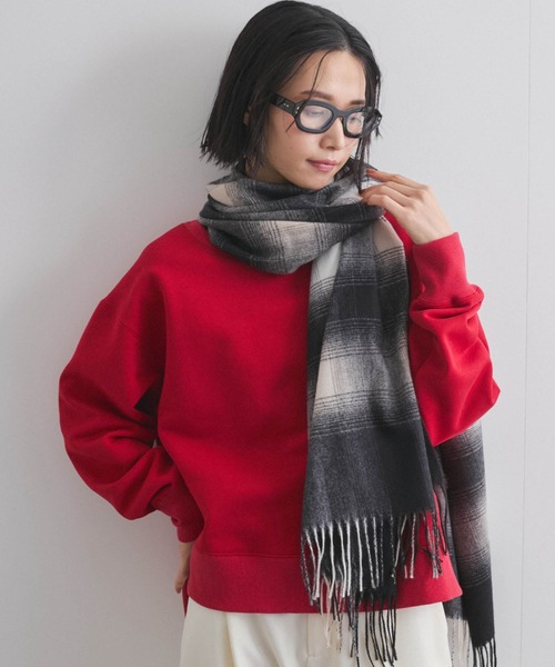 VICKY（ビッキー）の「オンブレーチェックフリンジストール（ストール/ショール・レディース・ブラック系その他/レッド系その他・FREE）」の6枚目の写真