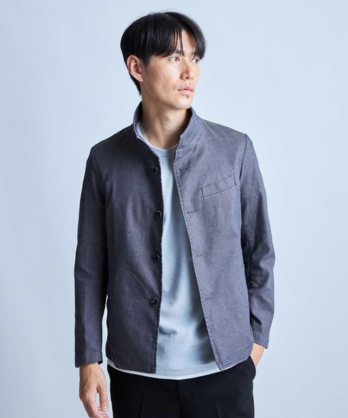 UNION STATION（ユニオンステーション）の「スーパーストレッチツイルスタンドカラーブルゾン（ブルゾン・メンズ・ライトグレー/ネイビー/グレー・LL/L/M）」の2枚目の写真