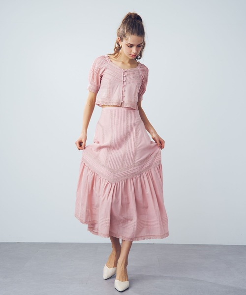 DEICY（デイシー）の「レースピンタックブラウス（シャツ/ブラウス・レディース・ピンク/オフホワイト/ライトブルー・FREE）」の6枚目の写真