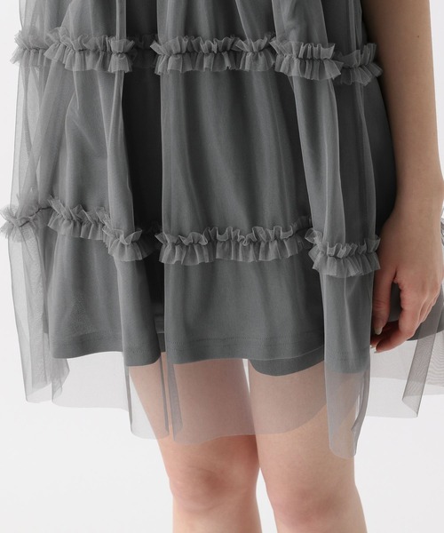 FOREVER 21（フォーエバー トゥエンティーワン）の「【2025SS】チュールティアードチュニックワンピース（チュニック・レディース・グレー/ナチュラル/ブラック・FREE）」の9枚目の写真