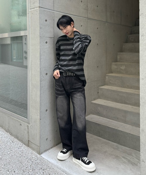 Otte(オッテ)の「ウォッシュドワイドデニム(デニムパンツ・メンズ・ブラック・X-LARGE/MEDIUM/LARGE/XX-LARGE)」の3枚目の写真