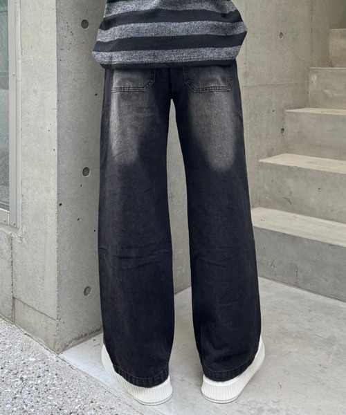 Otte(オッテ)の「ウォッシュドワイドデニム(デニムパンツ・メンズ・ブラック・X-LARGE/MEDIUM/LARGE/XX-LARGE)」の9枚目の写真