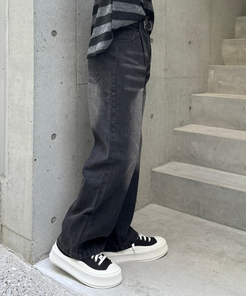 Otte(オッテ)の「ウォッシュドワイドデニム(デニムパンツ・メンズ・ブラック・X-LARGE/MEDIUM/LARGE/XX-LARGE)」の8枚目の写真