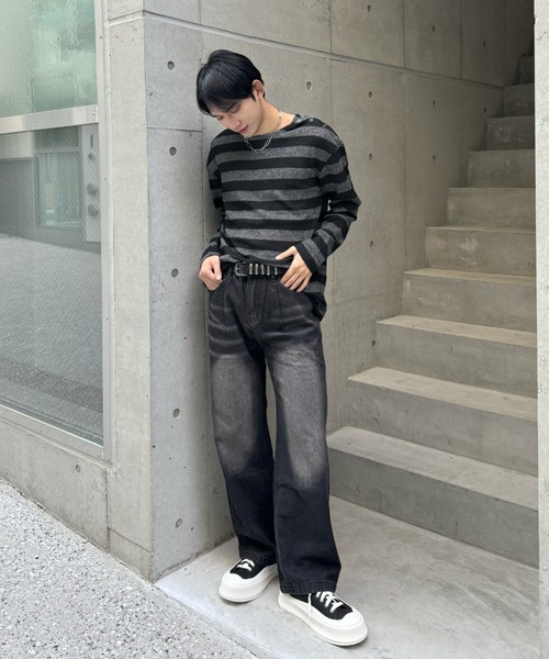 Otte(オッテ)の「ウォッシュドワイドデニム(デニムパンツ・メンズ・ブラック・X-LARGE/MEDIUM/LARGE/XX-LARGE)」の4枚目の写真