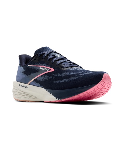 BROOKS(ブルックス)の「BROOKS/ブルックス/スニーカー/ローンチ11(スニーカー・レディース・ネイビー/ホワイト×ピンク・23.0cm/23.5cm/24.0cm/24.5cm/25.0cm/25.5cm/26.0cm)」の1枚目の写真