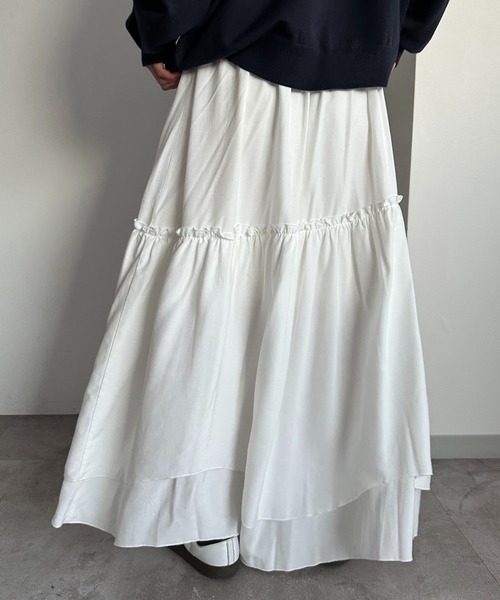 apres jour mignon（アプレジュールミニョン）の「イレヘムレイヤードスカート（スカート・レディース・ブラック/ネイビー/オフホワイト/ブラック系その他・SMALL/MEDIUM/X-LARGE）」の11枚目の写真