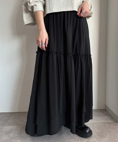 apres jour mignon（アプレジュールミニョン）の「イレヘムレイヤードスカート（スカート・レディース・ブラック/ネイビー/オフホワイト/ブラック系その他・SMALL/MEDIUM/X-LARGE）」の15枚目の写真