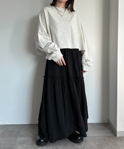 apres jour mignon（アプレジュールミニョン）の「イレヘムレイヤードスカート（スカート・レディース・ブラック/ネイビー/オフホワイト/ブラック系その他・SMALL/MEDIUM/X-LARGE）」の18枚目の写真