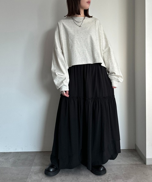 apres jour mignon（アプレジュールミニョン）の「イレヘムレイヤードスカート（スカート・レディース・ブラック/ネイビー/オフホワイト/ブラック系その他・SMALL/MEDIUM/X-LARGE）」の6枚目の写真