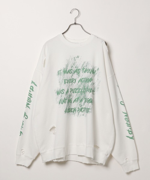 PBLIM(ページボーイリム)の「【UNISEX】カスレロゴダメージスウェット(スウェット・レディース・ピンク/ホワイト/チャコールグレー・MEDIUM/LARGE)」の16枚目の写真