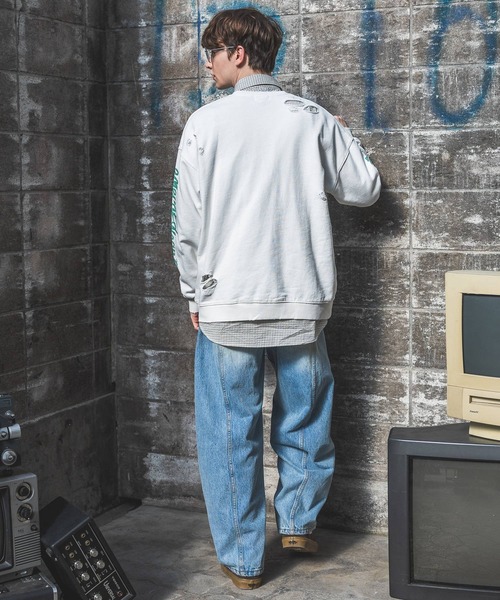 PBLIM(ページボーイリム)の「【UNISEX】カスレロゴダメージスウェット(スウェット・レディース・ピンク/ホワイト/チャコールグレー・MEDIUM/LARGE)」の7枚目の写真