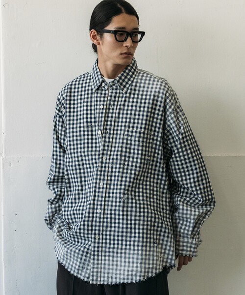 NAUTICA(m[eBJ)NAUTICA/m[eBJ Faded Crushed L/S Shirt/tFCfbh NbVh OX[uVc(Vc/uEX)