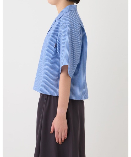 ブラウス シャツ THOUSAND MILE/ショートスリーブシャツ ストライプ レディース セール】【THOUSAND MILE】SHORT SLEEVE SHIRT STRIPE/ショート