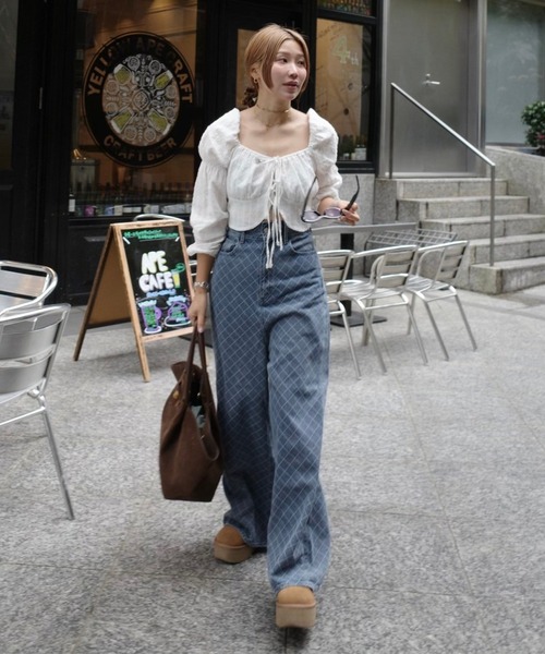 HEILIS(ヘイリス)の「《hideka select》コットン刺繍リボン長袖ブラウス / ボレロ 刺繍ブラウス ショート丈 クロップド丈 アイボリー ホワイト コンパクト(シャツ/ブラウス・レディース・アイボリー・FREE)」の5枚目の写真