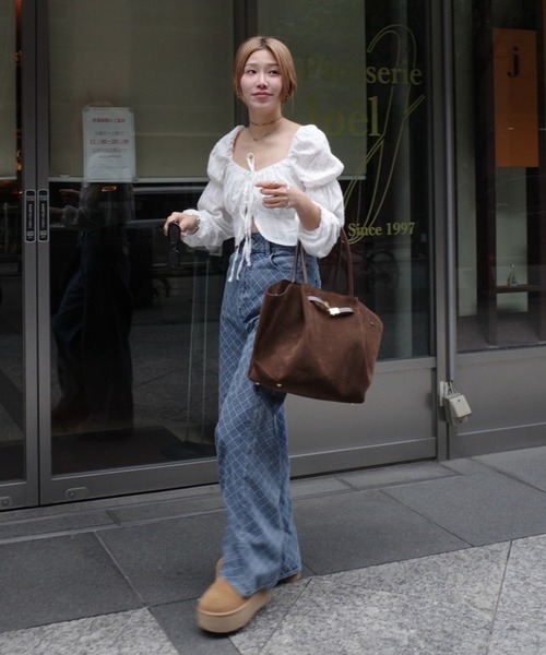 HEILIS(ヘイリス)の「《hideka select》コットン刺繍リボン長袖ブラウス / ボレロ 刺繍ブラウス ショート丈 クロップド丈 アイボリー ホワイト コンパクト(シャツ/ブラウス・レディース・アイボリー・FREE)」の6枚目の写真
