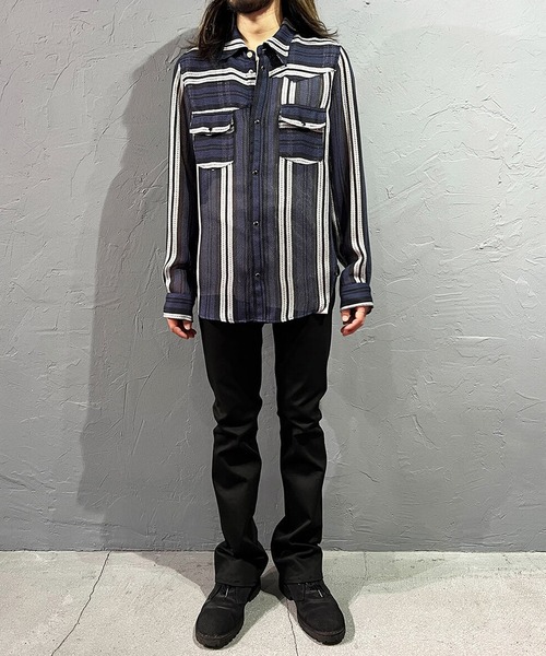 DIET BUTCHER（ダイエットブッチャー）の「DIET BUTCHER/ダイエットブッチャー Mixed leno weave shirt シャツ（シャツ/ブラウス・メンズ・ベージュ/ブラック・1/2/3）」の6枚目の写真