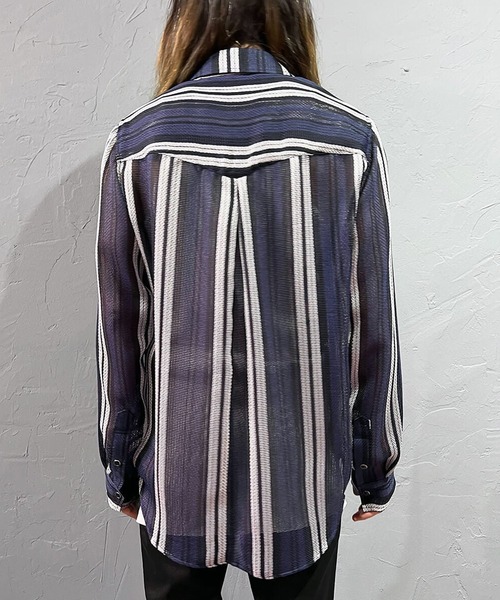 DIET BUTCHER（ダイエットブッチャー）の「DIET BUTCHER/ダイエットブッチャー Mixed leno weave shirt シャツ（シャツ/ブラウス・メンズ・ベージュ/ブラック・1/2/3）」の4枚目の写真