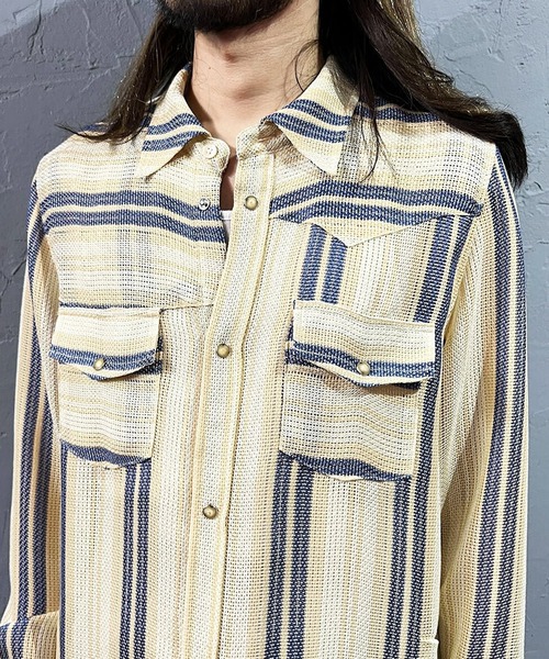 DIET BUTCHER（ダイエットブッチャー）の「DIET BUTCHER/ダイエットブッチャー Mixed leno weave shirt シャツ（シャツ/ブラウス・メンズ・ベージュ/ブラック・1/2/3）」の7枚目の写真