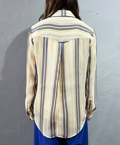 DIET BUTCHER（ダイエットブッチャー）の「DIET BUTCHER/ダイエットブッチャー Mixed leno weave shirt シャツ（シャツ/ブラウス・メンズ・ベージュ/ブラック・1/2/3）」の9枚目の写真