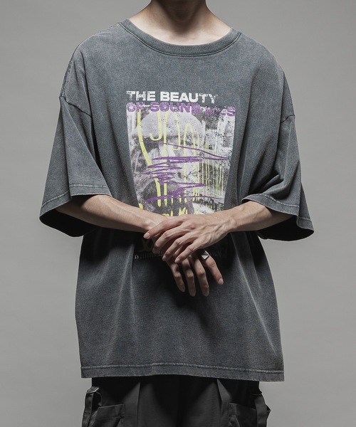 CASPER JOHN(キャスパージョン)の「Handcraft print T-shirts/ハンドクラフトプリントTシャツ(Tシャツ/カットソー・メンズ・ブラック/ホワイト/ブラウン/グレー/ブラック系その他・LARGE/MEDIUM/SMALL/X-SMALL)」の4枚目の写真