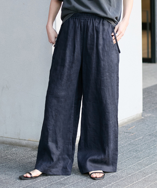 JOURNAL STANDARD(ジャーナルスタンダード)の「ソフトゼフィールリネンワイドパンツ(その他パンツ・レディース・ベージュ/ネイビー・36/38)」の5枚目の写真