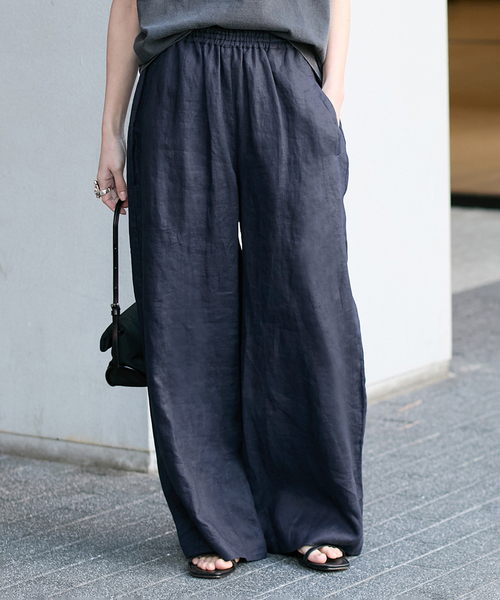 JOURNAL STANDARD(ジャーナルスタンダード)の「ソフトゼフィールリネンワイドパンツ(その他パンツ・レディース・ベージュ/ネイビー・36/38)」の6枚目の写真