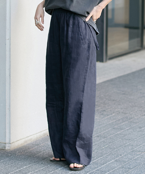 JOURNAL STANDARD(ジャーナルスタンダード)の「ソフトゼフィールリネンワイドパンツ(その他パンツ・レディース・ベージュ/ネイビー・36/38)」の7枚目の写真