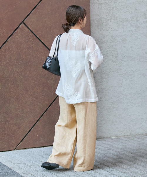 JOURNAL STANDARD(ジャーナルスタンダード)の「ソフトゼフィールリネンワイドパンツ(その他パンツ・レディース・ベージュ/ネイビー・36/38)」の10枚目の写真