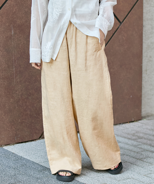 JOURNAL STANDARD(ジャーナルスタンダード)の「ソフトゼフィールリネンワイドパンツ(その他パンツ・レディース・ベージュ/ネイビー・36/38)」の12枚目の写真