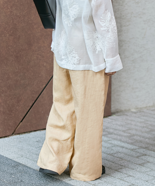 JOURNAL STANDARD(ジャーナルスタンダード)の「ソフトゼフィールリネンワイドパンツ(その他パンツ・レディース・ベージュ/ネイビー・36/38)」の14枚目の写真