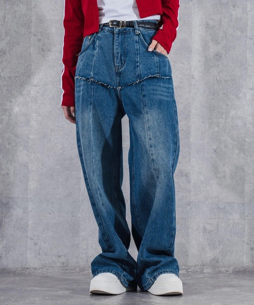 ANAP(アナップ)の「レイヤード風デニムパンツ(デニムパンツ・レディース・ブルー・M/S)」の1枚目の写真
