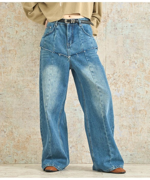 ANAP(アナップ)の「レイヤード風デニムパンツ(デニムパンツ・レディース・ブルー・M/S)」の8枚目の写真