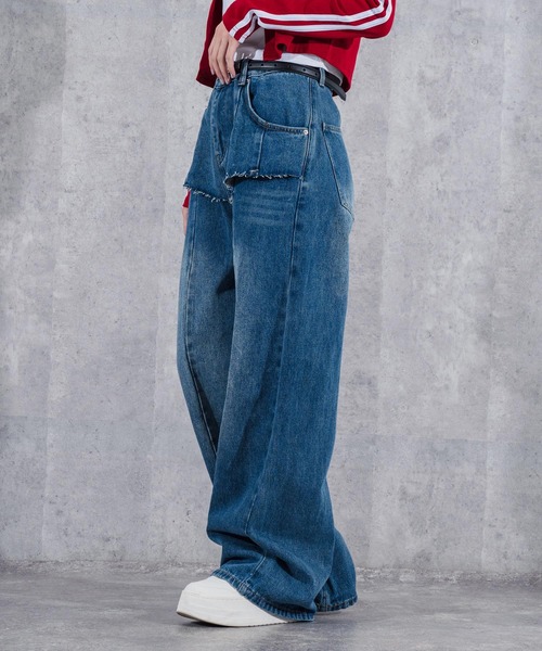 ANAP(アナップ)の「レイヤード風デニムパンツ(デニムパンツ・レディース・ブルー・M/S)」の2枚目の写真