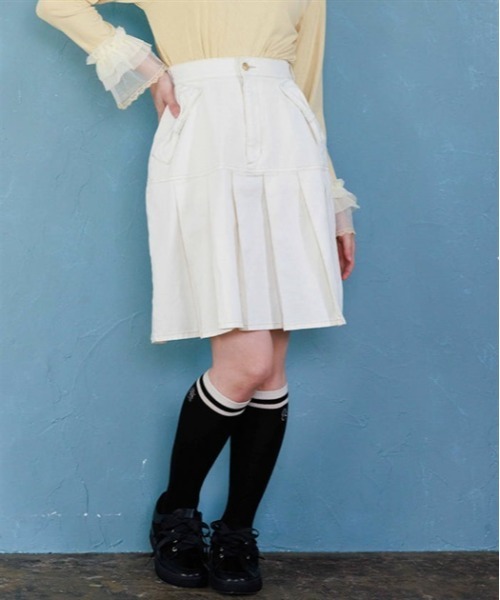 axes femme(アクシーズファム)の「リボン×プリーツデニムスカート(デニムスカート・レディース・ワンウォッシュ/インディゴブルー/ホワイト・FREE)」の21枚目の写真