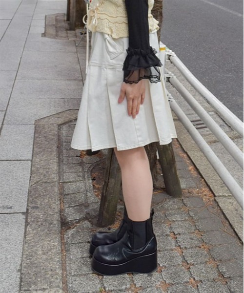 axes femme(アクシーズファム)の「リボン×プリーツデニムスカート(デニムスカート・レディース・ワンウォッシュ/インディゴブルー/ホワイト・FREE)」の22枚目の写真