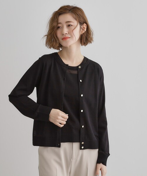 grove（グローブ）の「【雑誌掲載】シアー素材使いアンサンブルニット（アンサンブル・レディース・ブルー系その他/ブラック/オフホワイト・01/02/03/04/05）」の11枚目の写真