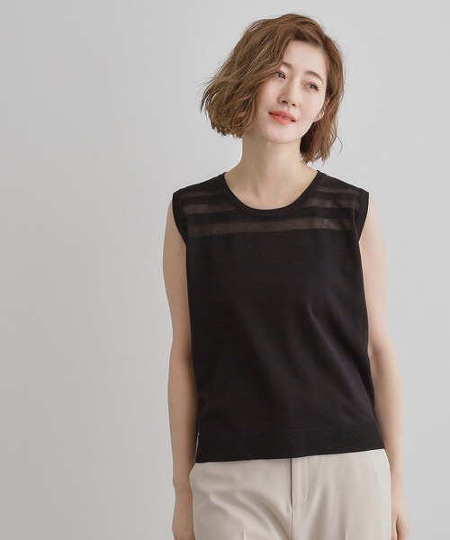 grove（グローブ）の「【雑誌掲載】シアー素材使いアンサンブルニット（アンサンブル・レディース・ブルー系その他/ブラック/オフホワイト・01/02/03/04/05）」の13枚目の写真