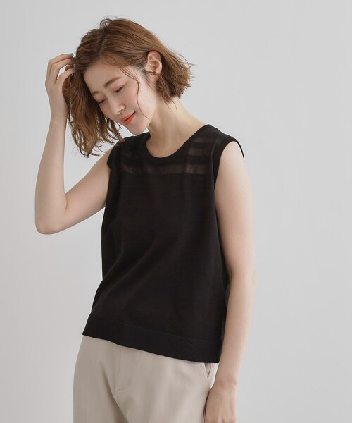 grove（グローブ）の「【雑誌掲載】シアー素材使いアンサンブルニット（アンサンブル・レディース・ブルー系その他/ブラック/オフホワイト・01/02/03/04/05）」の14枚目の写真