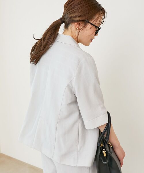 le.coeur blanc（ルクールブラン）の「タンブラーブッチャーハーフスリーブジャケット（その他トップス・レディース・チャコールグレー/ネイビー/ライトグレー・38）」の8枚目の写真