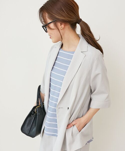 le.coeur blanc（ルクールブラン）の「タンブラーブッチャーハーフスリーブジャケット（その他トップス・レディース・チャコールグレー/ネイビー/ライトグレー・38）」の9枚目の写真