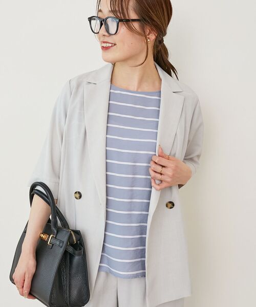 le.coeur blanc（ルクールブラン）の「タンブラーブッチャーハーフスリーブジャケット（その他トップス・レディース・チャコールグレー/ネイビー/ライトグレー・38）」の10枚目の写真