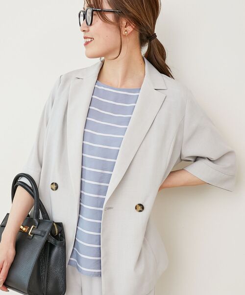 le.coeur blanc（ルクールブラン）の「タンブラーブッチャーハーフスリーブジャケット（その他トップス・レディース・チャコールグレー/ネイビー/ライトグレー・38）」の11枚目の写真