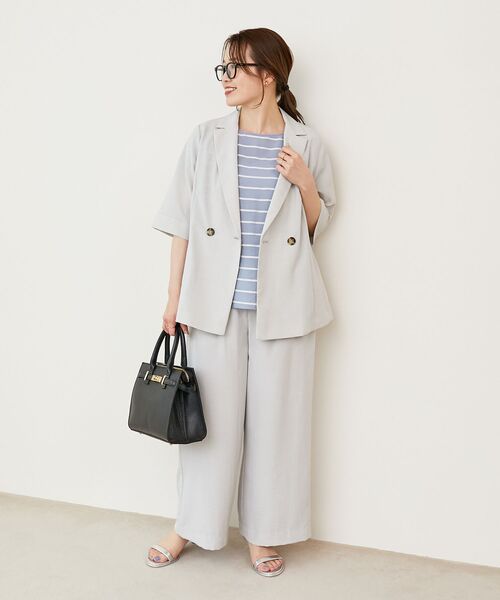 le.coeur blanc（ルクールブラン）の「タンブラーブッチャーハーフスリーブジャケット（その他トップス・レディース・チャコールグレー/ネイビー/ライトグレー・38）」の12枚目の写真